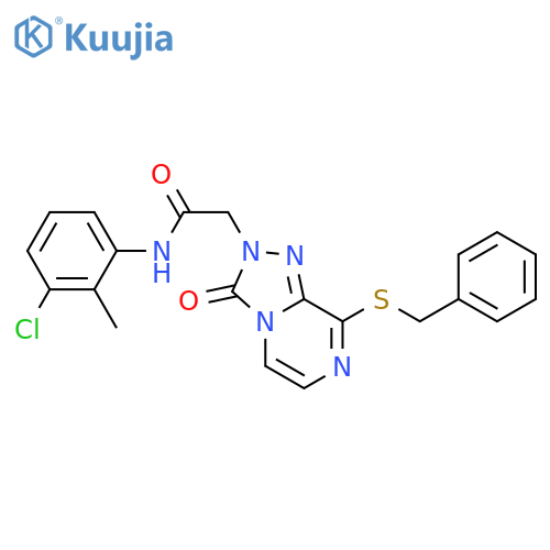 2-8-(benzylsulfanyl)-3-oxo-2H,3H-1,2,4triazolo4,3-apyrazin-2-yl-N-(3-chloro-2-methylphenyl)acetamide structure