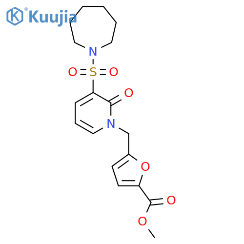 methyl 5-{3-(azepane-1-sulfonyl)-2-oxo-1,2-dihydropyridin-1-ylmethyl}furan-2-carboxylate structure