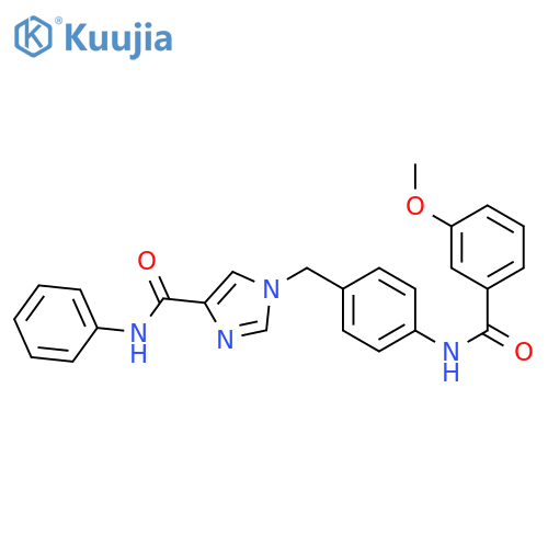 1-{4-(3-methoxybenzamido)phenylmethyl}-N-phenyl-1H-imidazole-4-carboxamide structure
