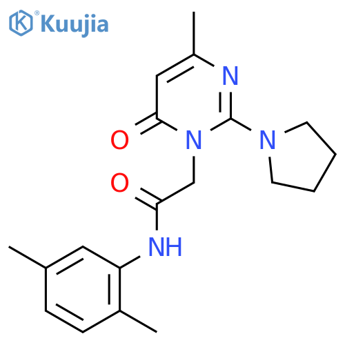 N-(2,5-dimethylphenyl)-2-4-methyl-6-oxo-2-(pyrrolidin-1-yl)-1,6-dihydropyrimidin-1-ylacetamide structure
