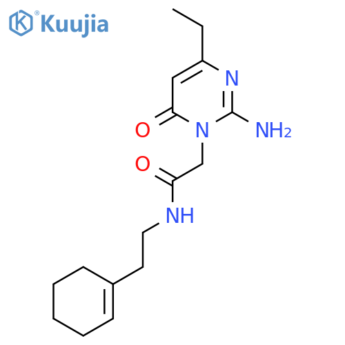 2-(2-amino-4-ethyl-6-oxo-1,6-dihydropyrimidin-1-yl)-N-2-(cyclohex-1-en-1-yl)ethylacetamide structure