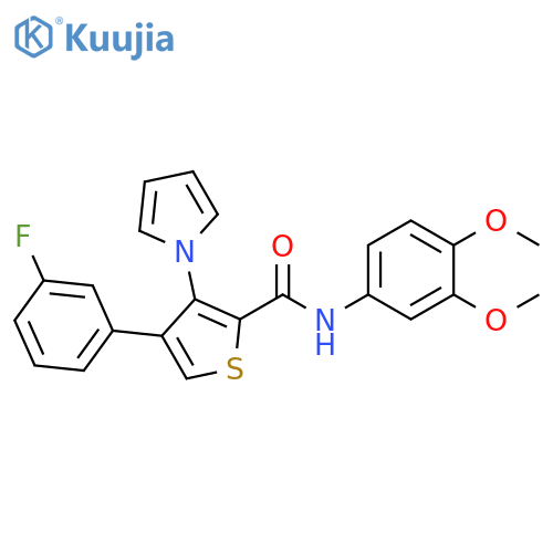 N-(3,4-dimethoxyphenyl)-4-(3-fluorophenyl)-3-(1H-pyrrol-1-yl)thiophene-2-carboxamide structure