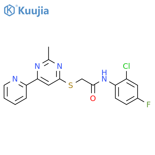 N-(2-chloro-4-fluorophenyl)-2-{[2-methyl-6-(pyridin-2-yl)pyrimidin-4-yl]sulfanyl}acetamide structure