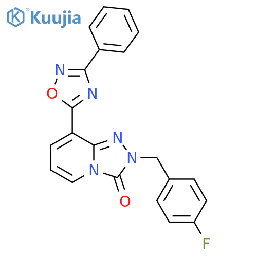 2-[(4-fluorophenyl)methyl]-8-(3-phenyl-1,2,4-oxadiazol-5-yl)-2H,3H-[1,2,4]triazolo[4,3-a]pyridin-3-one structure