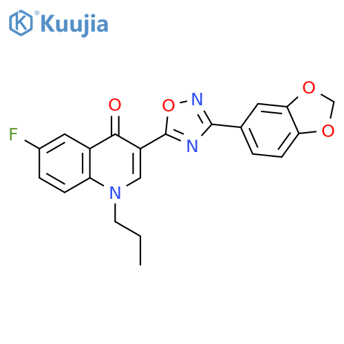 3-[3-(2H-1,3-benzodioxol-5-yl)-1,2,4-oxadiazol-5-yl]-6-fluoro-1-propyl-1,4-dihydroquinolin-4-one structure