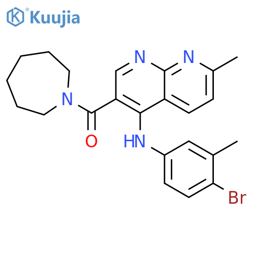 3-(azepane-1-carbonyl)-N-(4-bromo-3-methylphenyl)-7-methyl-1,8-naphthyridin-4-amine structure