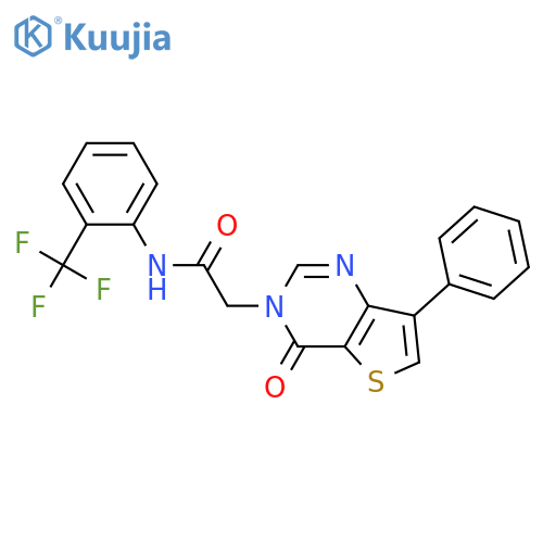 2-{4-oxo-7-phenyl-3H,4H-thieno[3,2-d]pyrimidin-3-yl}-N-[2-(trifluoromethyl)phenyl]acetamide structure