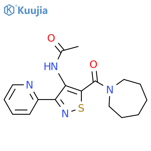 N-[5-(azepane-1-carbonyl)-3-(pyridin-2-yl)-1,2-thiazol-4-yl]acetamide structure