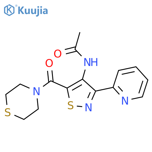 N-[3-(pyridin-2-yl)-5-(thiomorpholine-4-carbonyl)-1,2-thiazol-4-yl]acetamide structure