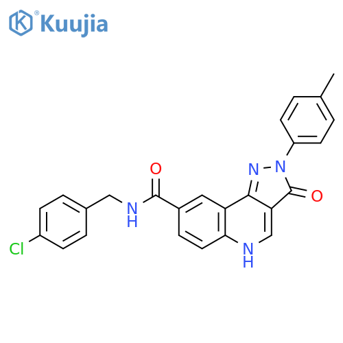 N-[(4-chlorophenyl)methyl]-2-(4-methylphenyl)-3-oxo-2H,3H,5H-pyrazolo[4,3-c]quinoline-8-carboxamide structure