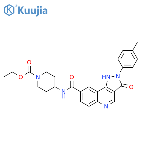 ethyl 4-[2-(4-ethylphenyl)-3-oxo-2H,3H,5H-pyrazolo[4,3-c]quinoline-8-amido]piperidine-1-carboxylate structure