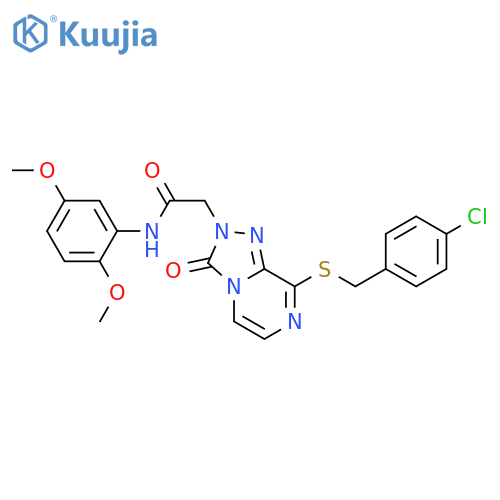 2-(8-{(4-chlorophenyl)methylsulfanyl}-3-oxo-2H,3H-1,2,4triazolo4,3-apyrazin-2-yl)-N-(2,5-dimethoxyphenyl)acetamide structure