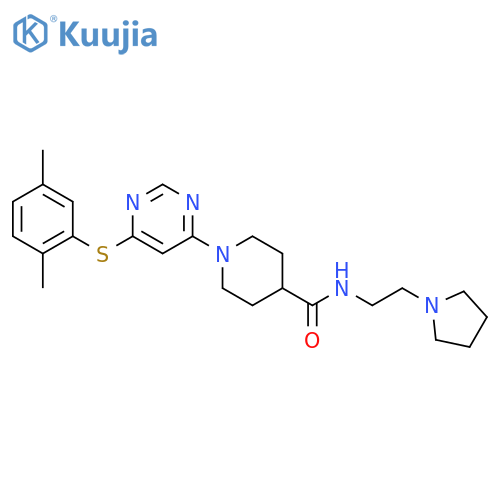 1-{6-(2,5-dimethylphenyl)sulfanylpyrimidin-4-yl}-N-2-(pyrrolidin-1-yl)ethylpiperidine-4-carboxamide structure