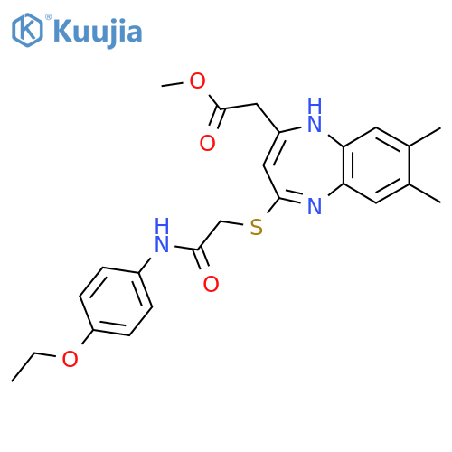 methyl 2-[4-({[(4-ethoxyphenyl)carbamoyl]methyl}sulfanyl)-7,8-dimethyl-1H-1,5-benzodiazepin-2-yl]acetate structure