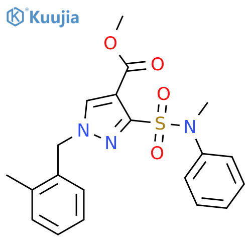 methyl 3-methyl(phenyl)sulfamoyl-1-(2-methylphenyl)methyl-1H-pyrazole-4-carboxylate structure