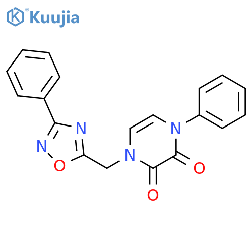1-phenyl-4-(3-phenyl-1,2,4-oxadiazol-5-yl)methyl-1,2,3,4-tetrahydropyrazine-2,3-dione structure
