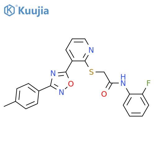 N-(2-fluorophenyl)-2-({3-3-(4-methylphenyl)-1,2,4-oxadiazol-5-ylpyridin-2-yl}sulfanyl)acetamide structure