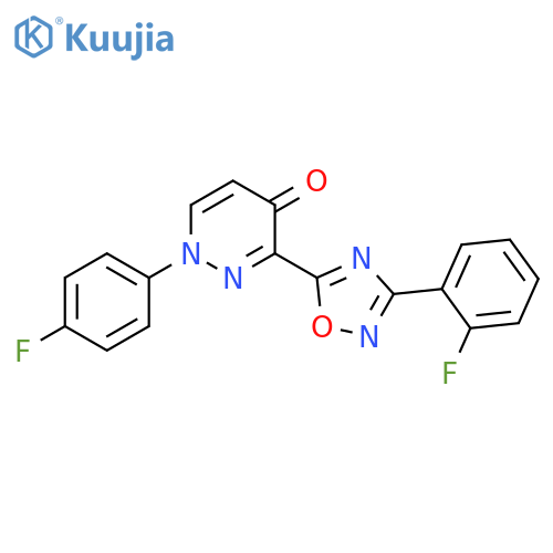 1-(4-fluorophenyl)-3-[3-(2-fluorophenyl)-1,2,4-oxadiazol-5-yl]-1,4-dihydropyridazin-4-one structure