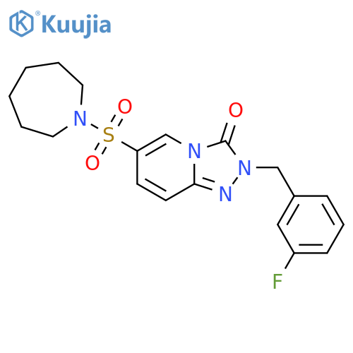 6-(azepane-1-sulfonyl)-2-(3-fluorophenyl)methyl-2H,3H-1,2,4triazolo4,3-apyridin-3-one structure