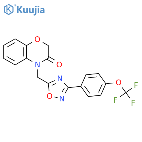4-({3-4-(trifluoromethoxy)phenyl-1,2,4-oxadiazol-5-yl}methyl)-3,4-dihydro-2H-1,4-benzoxazin-3-one structure