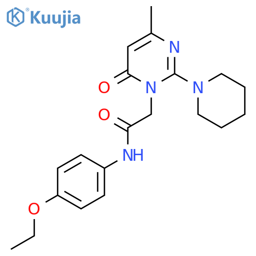 N-(4-ethoxyphenyl)-2-4-methyl-6-oxo-2-(piperidin-1-yl)-1,6-dihydropyrimidin-1-ylacetamide structure