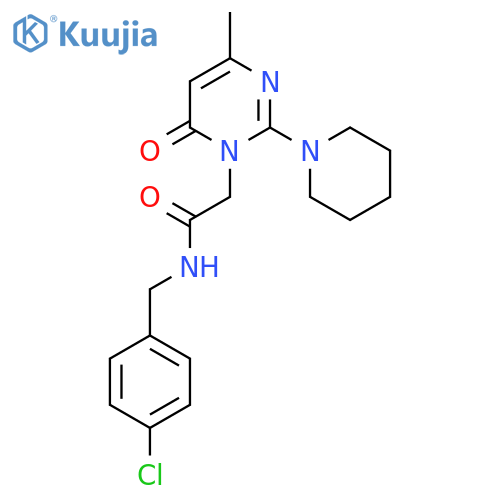 N-(4-chlorophenyl)methyl-2-4-methyl-6-oxo-2-(piperidin-1-yl)-1,6-dihydropyrimidin-1-ylacetamide structure