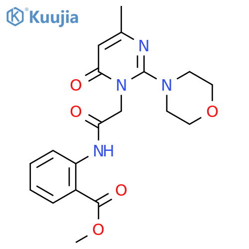 methyl 2-{2-4-methyl-2-(morpholin-4-yl)-6-oxo-1,6-dihydropyrimidin-1-ylacetamido}benzoate structure