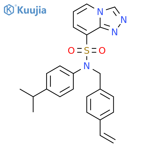 N-(4-ethenylphenyl)methyl-N-4-(propan-2-yl)phenyl-1,2,4triazolo4,3-apyridine-8-sulfonamide structure