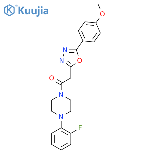1-4-(2-fluorophenyl)piperazin-1-yl-2-5-(4-methoxyphenyl)-1,3,4-oxadiazol-2-ylethan-1-one structure