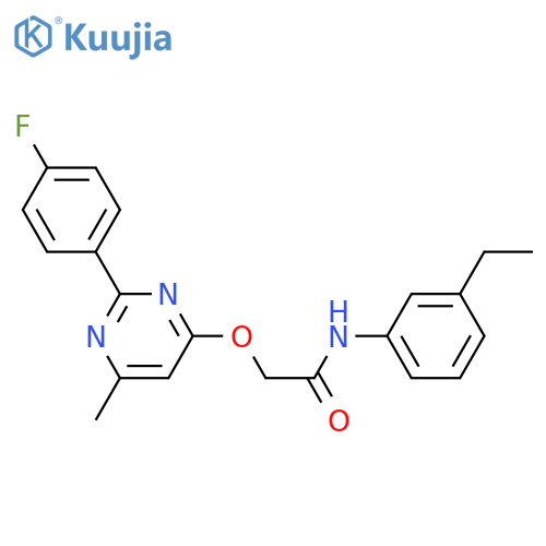 N-(3-ethylphenyl)-2-{[2-(4-fluorophenyl)-6-methylpyrimidin-4-yl]oxy}acetamide structure