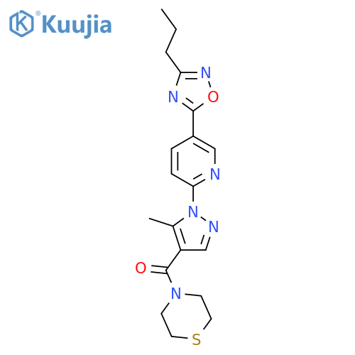 4-{5-methyl-1-5-(3-propyl-1,2,4-oxadiazol-5-yl)pyridin-2-yl-1H-pyrazole-4-carbonyl}thiomorpholine structure