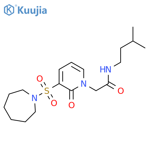 2-3-(azepane-1-sulfonyl)-2-oxo-1,2-dihydropyridin-1-yl-N-(3-methylbutyl)acetamide structure