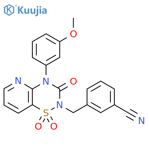 3-{4-(3-methoxyphenyl)-1,1,3-trioxo-2H,3H,4H-1lambda6-pyrido2,3-e1,2,4thiadiazin-2-ylmethyl}benzonitrile structure