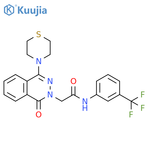 2-[1-oxo-4-(thiomorpholin-4-yl)-1,2-dihydrophthalazin-2-yl]-N-[3-(trifluoromethyl)phenyl]acetamide structure