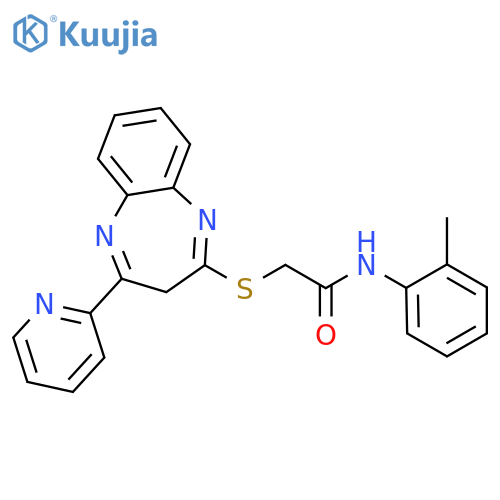N-(2-methylphenyl)-2-{4-(pyridin-2-yl)-3H-1,5-benzodiazepin-2-ylsulfanyl}acetamide structure