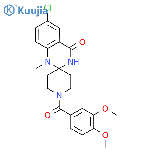 6'-chloro-1-(3,4-dimethoxybenzoyl)-1'-methyl-3',4'-dihydro-1'H-spiropiperidine-4,2'-quinazoline-4'-one structure