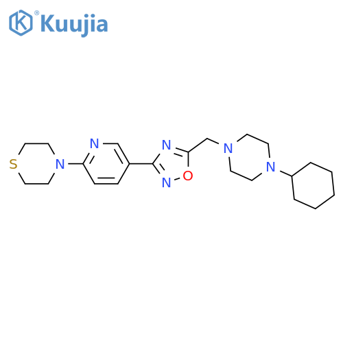 4-(5-{5-(4-cyclohexylpiperazin-1-yl)methyl-1,2,4-oxadiazol-3-yl}pyridin-2-yl)thiomorpholine structure