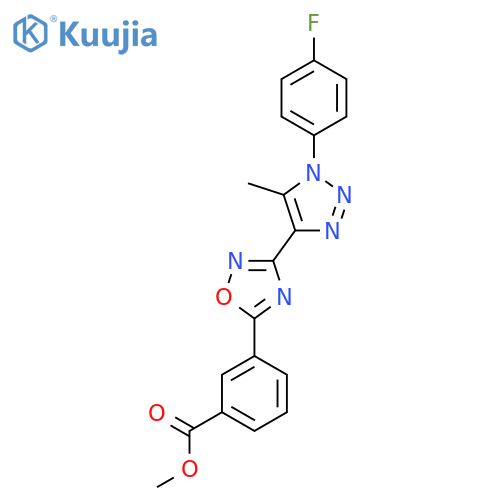 methyl 3-{3-1-(4-fluorophenyl)-5-methyl-1H-1,2,3-triazol-4-yl-1,2,4-oxadiazol-5-yl}benzoate structure