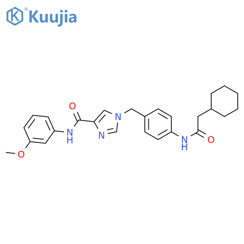 1-{4-(2-cyclohexylacetamido)phenylmethyl}-N-(3-methoxyphenyl)-1H-imidazole-4-carboxamide structure