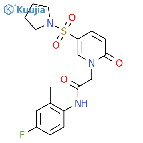 N-(4-fluoro-2-methylphenyl)-2-2-oxo-5-(pyrrolidine-1-sulfonyl)-1,2-dihydropyridin-1-ylacetamide structure