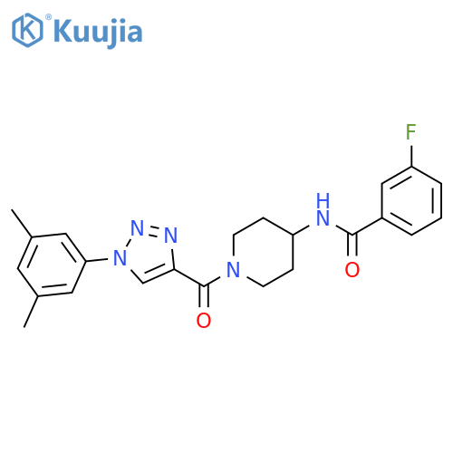 N-{1-1-(3,5-dimethylphenyl)-1H-1,2,3-triazole-4-carbonylpiperidin-4-yl}-3-fluorobenzamide structure