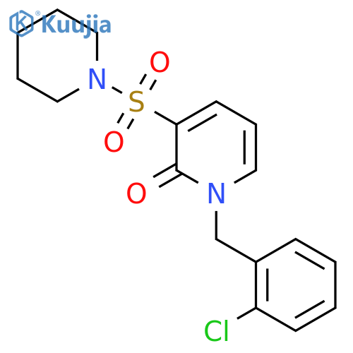 1-(2-chlorophenyl)methyl-3-(piperidine-1-sulfonyl)-1,2-dihydropyridin-2-one structure