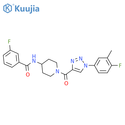 3-fluoro-N-{1-1-(4-fluoro-3-methylphenyl)-1H-1,2,3-triazole-4-carbonylpiperidin-4-yl}benzamide structure