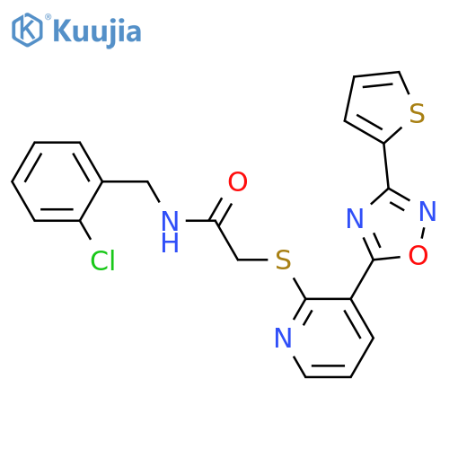 N-(2-chlorophenyl)methyl-2-({3-3-(thiophen-2-yl)-1,2,4-oxadiazol-5-ylpyridin-2-yl}sulfanyl)acetamide structure