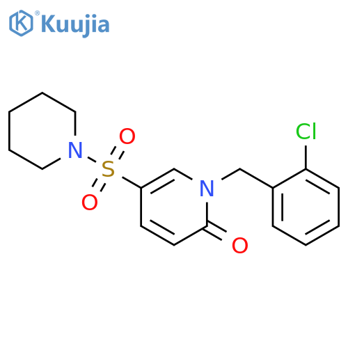 1-(2-chlorophenyl)methyl-5-(piperidine-1-sulfonyl)-1,2-dihydropyridin-2-one structure