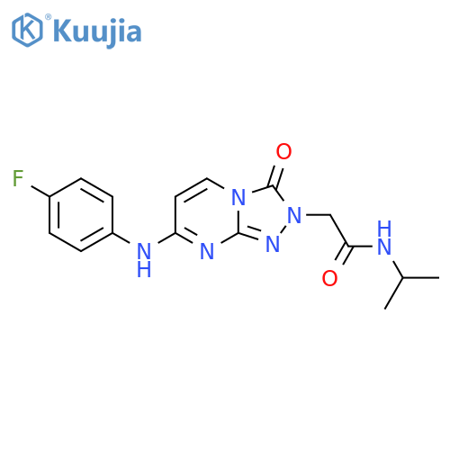 2-{7-(4-fluorophenyl)amino-3-oxo-2H,3H-1,2,4triazolo4,3-apyrimidin-2-yl}-N-(propan-2-yl)acetamide structure
