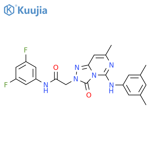 N-(3,5-difluorophenyl)-2-{5-(3,5-dimethylphenyl)amino-7-methyl-3-oxo-2H,3H-1,2,4triazolo4,3-cpyrimidin-2-yl}acetamide structure