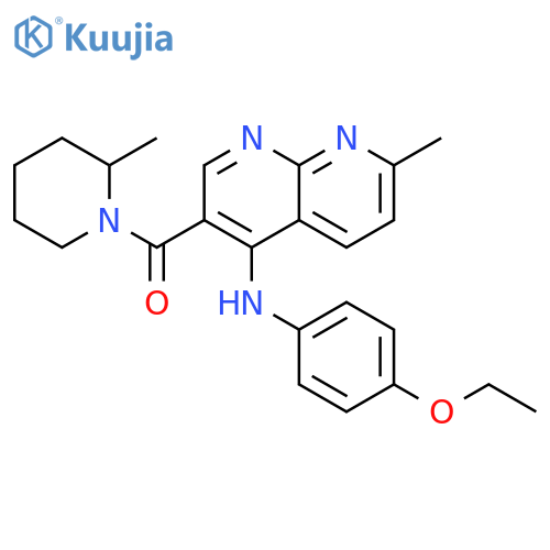 N-(4-ethoxyphenyl)-7-methyl-3-(2-methylpiperidine-1-carbonyl)-1,8-naphthyridin-4-amine structure
