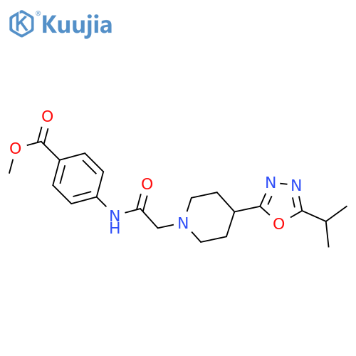 methyl 4-(2-{4-5-(propan-2-yl)-1,3,4-oxadiazol-2-ylpiperidin-1-yl}acetamido)benzoate structure
