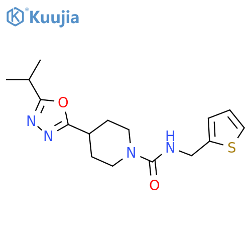 4-5-(propan-2-yl)-1,3,4-oxadiazol-2-yl-N-(thiophen-2-yl)methylpiperidine-1-carboxamide structure
